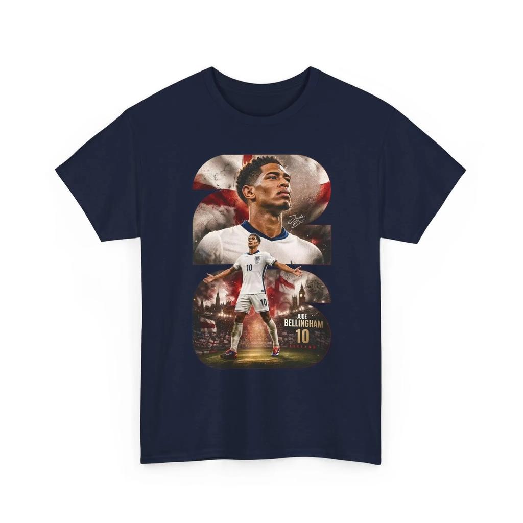 Casual Street Style Short Sleeve T-Shirt Printed with England Football Star Jude Bellingham No.26 & No.10 Pattern T-shirt