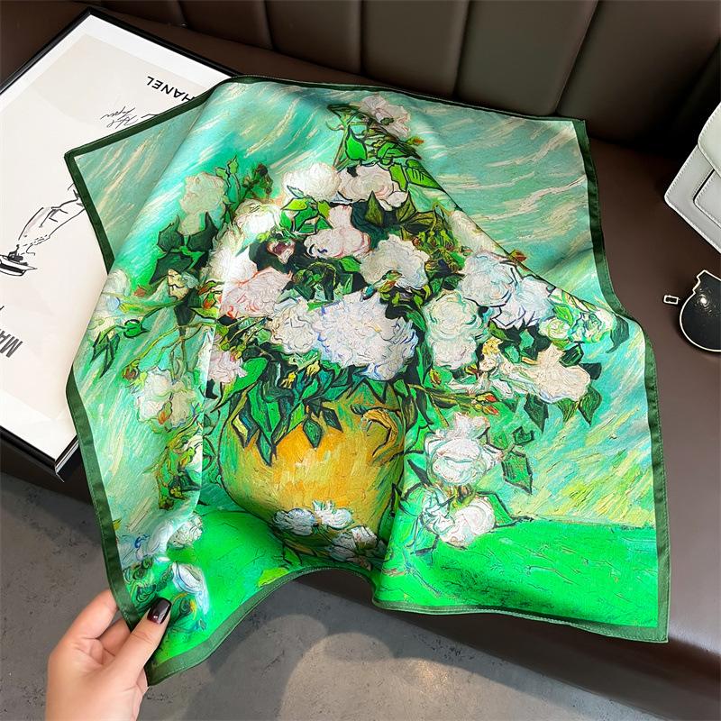Yto Scarf Women's New Arrival 100% Natural Silk Scarf Fashion Summer Beach Small Scarves Poncho 53*53Cm Hijab Kerchief Pashmina Bandana 53Cm