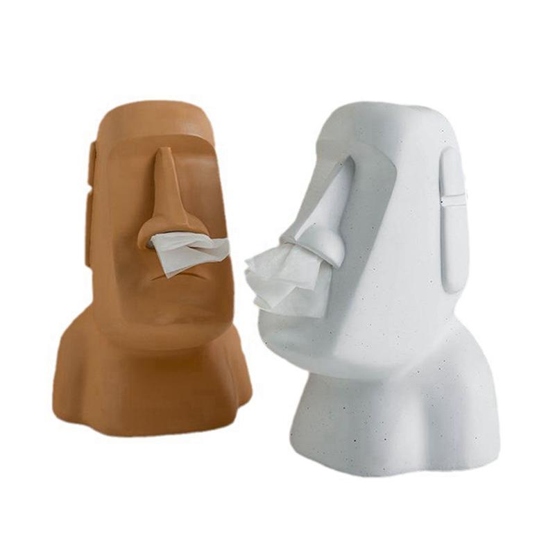 M-Modern-Easter Island Stone Statue Paper Towel Box Home Decoration Statue Retro Living Room Decoration Home Accessories