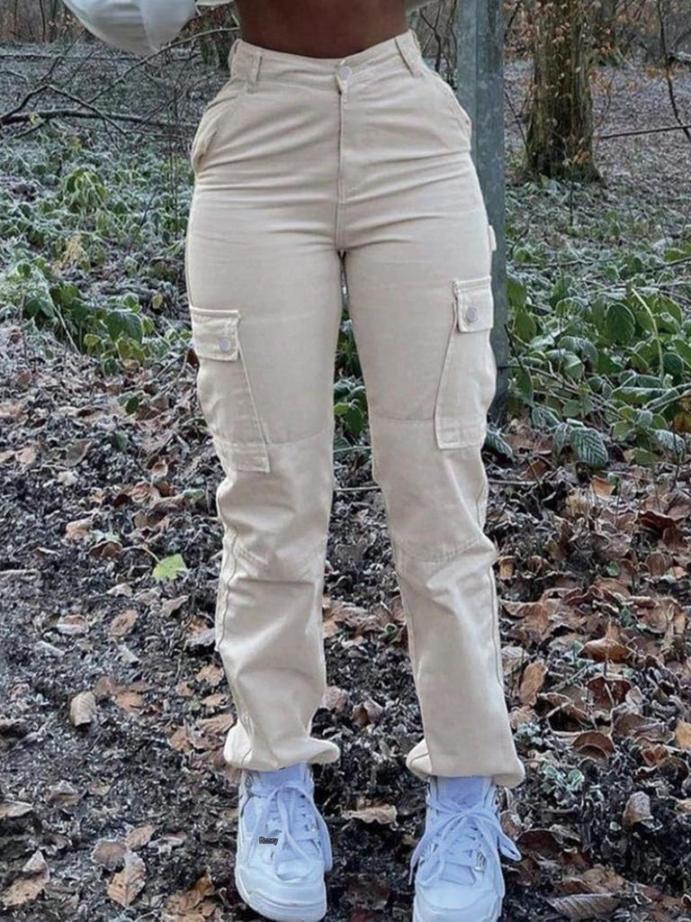 European and American Retro Women's Casual Multi-Pocket Straight Leg Trousers - Spring/Summer Collection 8069