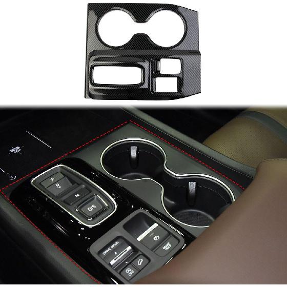 Crosselec Carbon Fiber Center Console Gear Shift Panel Cup Holder Cover Trim Accessories for 2023-2024 Honda Pilot