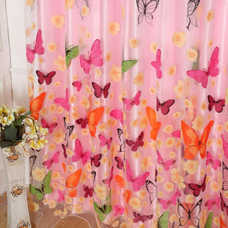 

Детская комната Готовая органза Главная Декор спальни Романтический принт бабочки Вышитая прозрачная занавеска для спальни Кухня Гостиная
