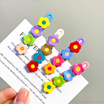 Lot de 4 barrettes à cheveux à fleurs colorées pour femmes et filles, jolies épingles à cheveux latérales, accessoires tendance