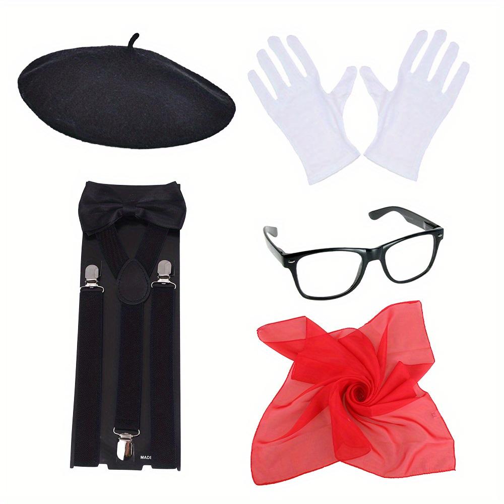 PESENAR Women Men French Themed Party Couple Costume Accessories Set French Beret Hat Retro Oval Sunglasses