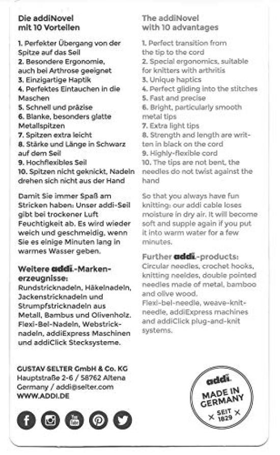 Addi Pletací jehlice Kruhové jehlice 80cm "addiNovel 8.0mm"