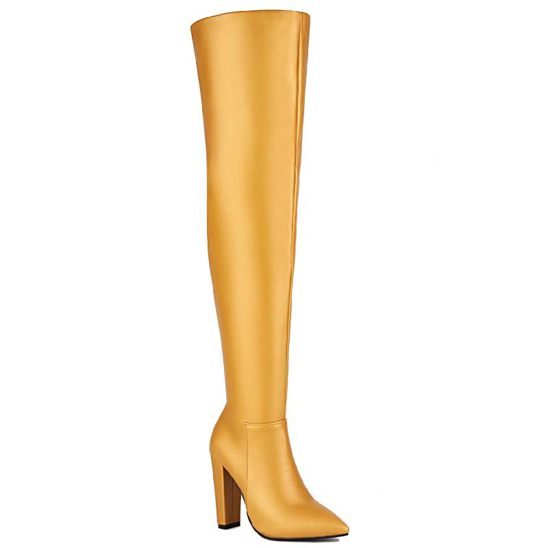 Fashion Over the Knee High Boots Women Shoes 2024 Winter Point Thigh High Boot Sexy Blue Green Party Dance Shoe Lady Big Size 48