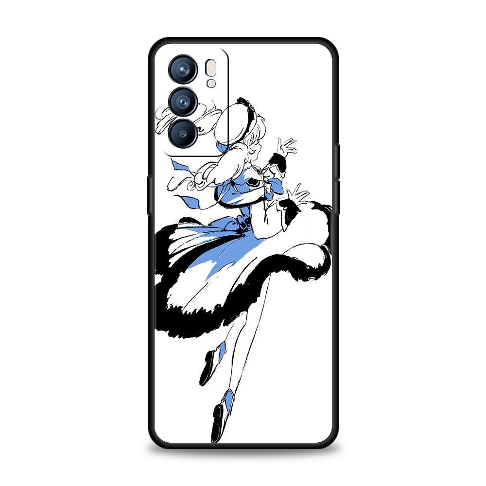 Genshin impact svart og hvitt Deksel For OPPO Find X5 A54 A53 A52 A9 2020 A16 A15 A95 A76 A74 A12 Reno7 SE Reno6 Pro+ 5G Deksel