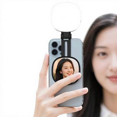 K04 Phone Selfie Beauty Fill Light Makeup Mirror Magnetic Design 360-Degree Rotating Foldable Portable Three-Color Temperature