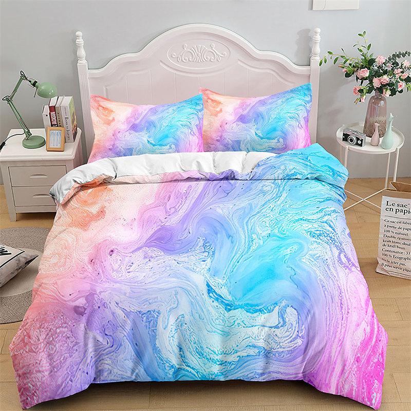 Colorful Marble Duvet Cover Abstract Geometric Bedding Set King Queen For Adults Kids Bedroom Decor Microfiber Comforter Cover