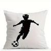 Soccer Football Pillowcase 2D Flat Printed Peach Skin Pillow Cover Black White Sports Theme Cushion Case for Boys Bedroom Sofa