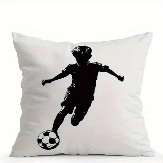 Soccer Football Pillowcase 2D Flat Printed Peach Skin Pillow Cover Black White Sports Theme Cushion Case for Boys Bedroom Sofa