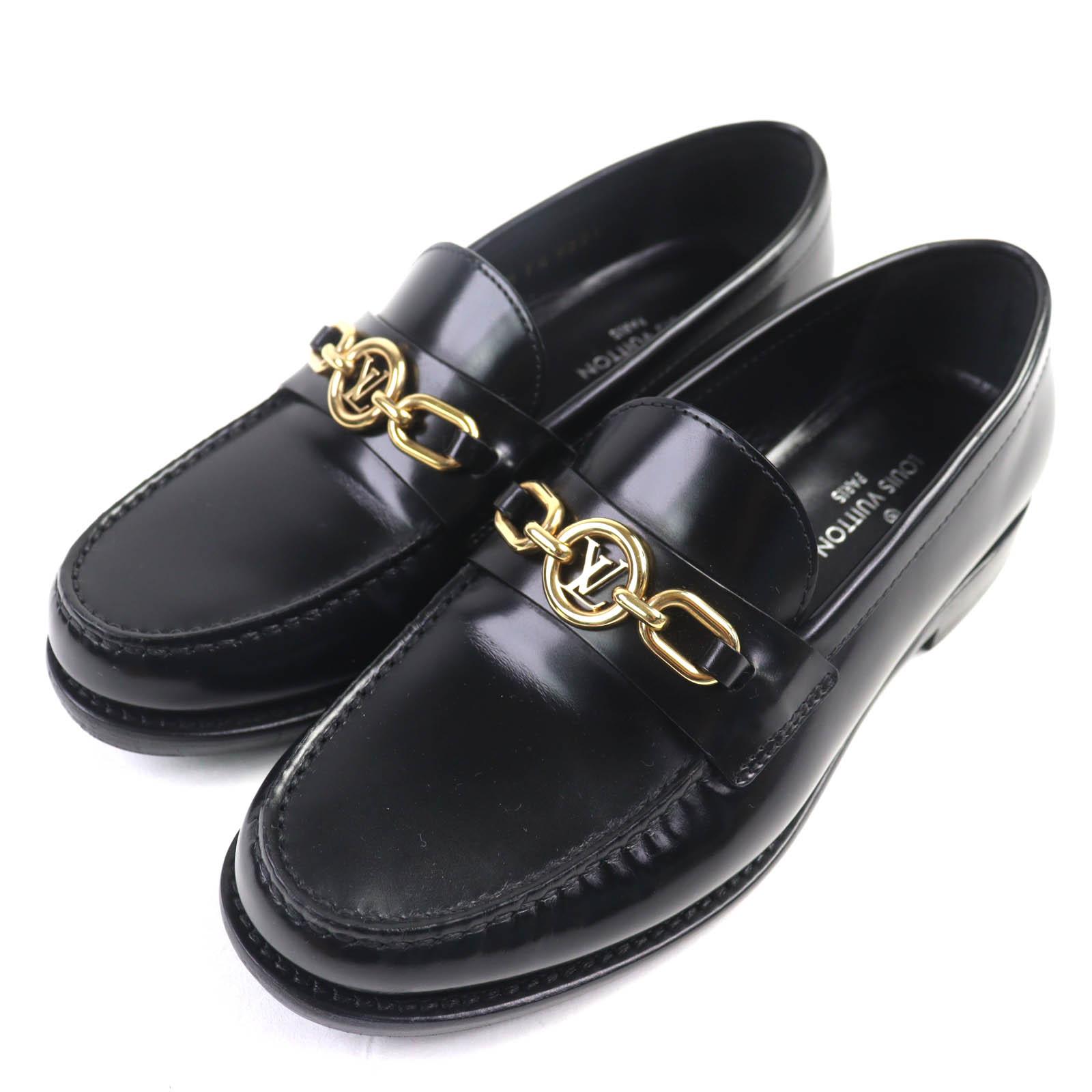 

LOUIS VUITTON loafers Chess Loafers LV Circle black leather Women 35.5 1ABIBA Used
