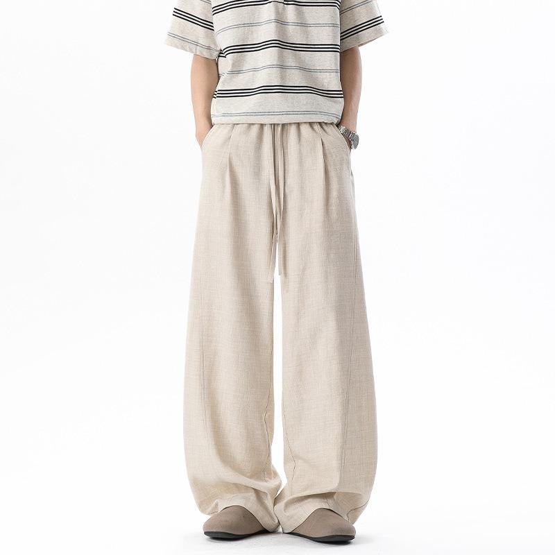 Men Summer Thin Linen Like Loose Wide Leg Casual Pants