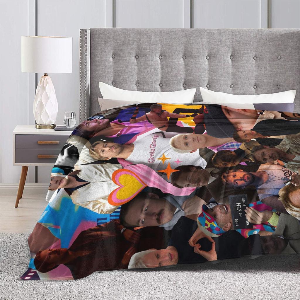 Ryan Gosling Collage Decken Mädchen Flanell Bettwäsche Überwürfe Für Schlafzimmer Warm DIY Qualität Tagesdecke Geschenk