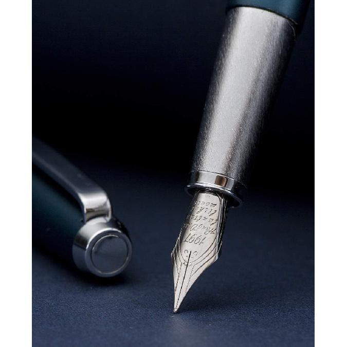 HongDian 525 Green Metal Fountain Pen, Extra Fine Nib Classic Pen, Includes Metal Pen Case and Refillable Converter