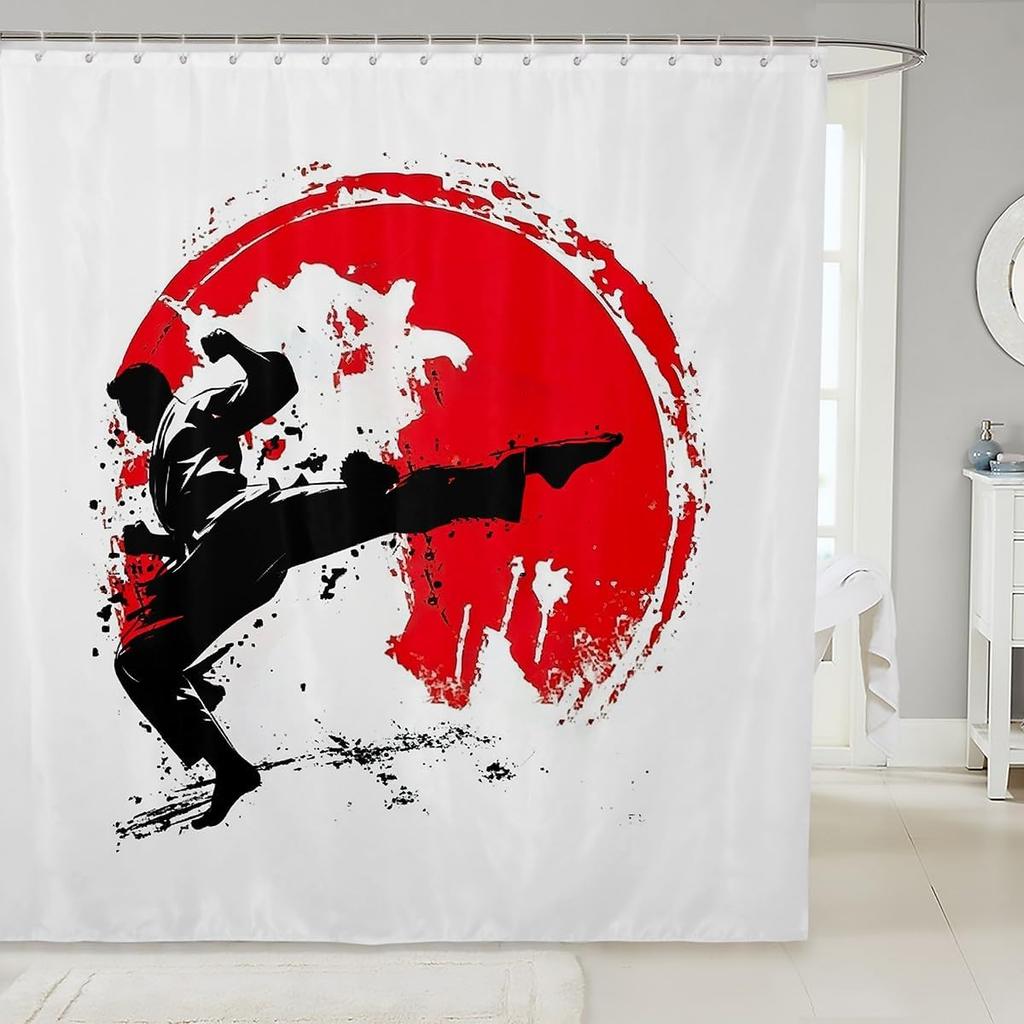 Japanese Geisha Shower Curtain Red Cherry Blossoms Bath Curtain For Boys Girls Teens Japanese Ukiyoe Bathroom Shower Curtain