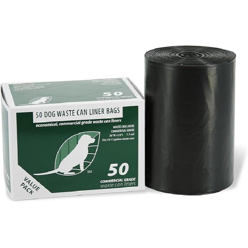 Old Listing - New Prime Listing Available - Commercial Grade Dog Waste Station Can Liners -1 Roll of 50 bags - Standard Size 26  W x 33  L (10-13 1 Count (Pack of 50)