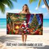 Christmas Theme Quick Dry Beach Towel Custom Name Text Print Large Sand Resistant Towel Beach Vacation