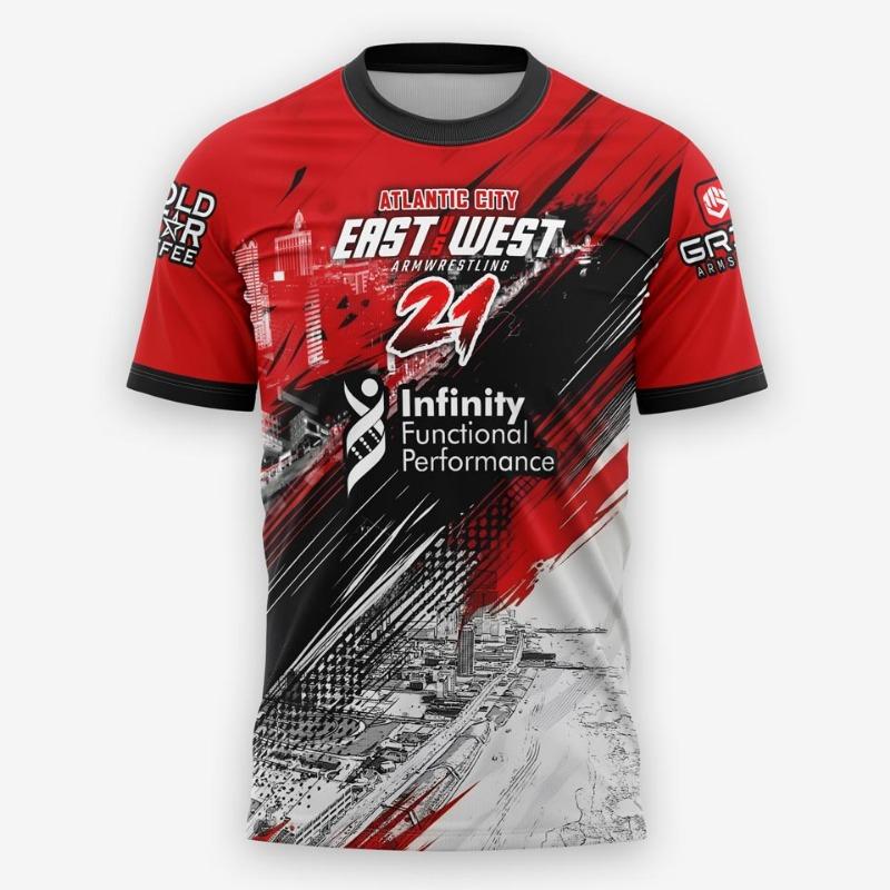 The East vs West Series 16 To 21 Armwrestling T-Shirt Atlantic City Sports Jersey Men s Breathable Quick Dry Fitness Gym Tee Top L