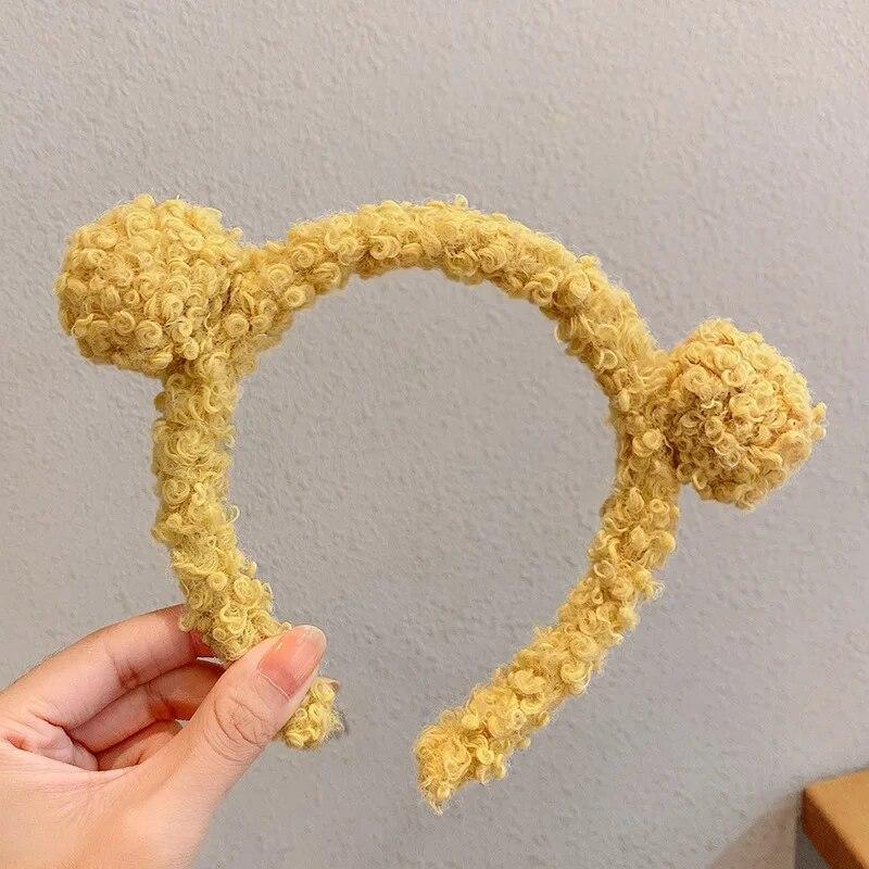 Søt tegneseriebjørn Plysj hårbånd LUN hodebånd Komfortabelt pels hodebånd hårbånd for kvinner Vasker ansiktssminke Kosmetisk