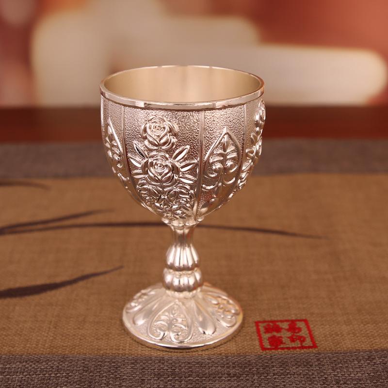 Weinglas Baijiu-Tasse Kürbistasse Große Baijiu-Metalltasse Europäisch-Amerikanische Relief-Metalltasse Reise-Handwerkskunst