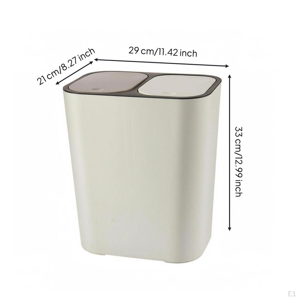 Pattumiera a Doppio Scomparto Compatta Rettangolare a Doppio Coperchio con Design a Due Scomparti per Cucina,