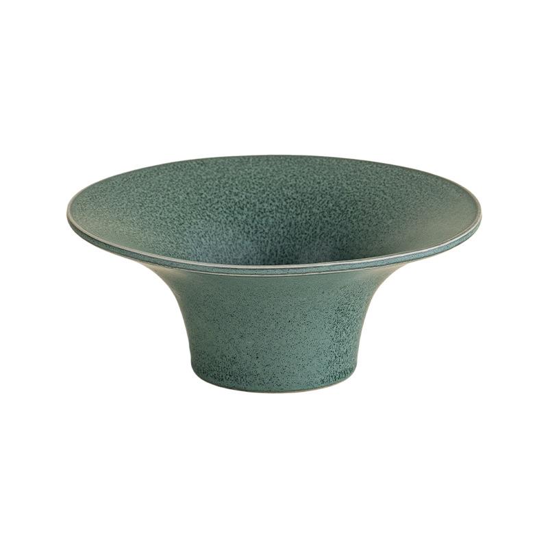 Peacock Green Zen Style Conical Ceramic Vase for Flower Arranging