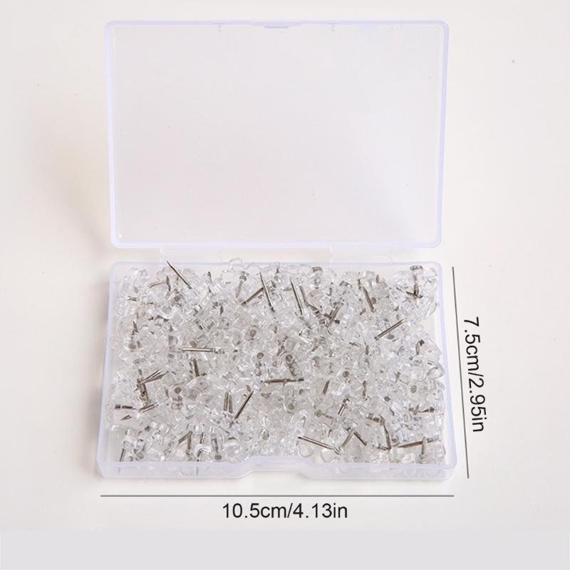 100Pcs Clear Flower Head Push Pins for Display Picture Note Memos Poster Cork Notice Board Pins Decorative Thumb Tacks