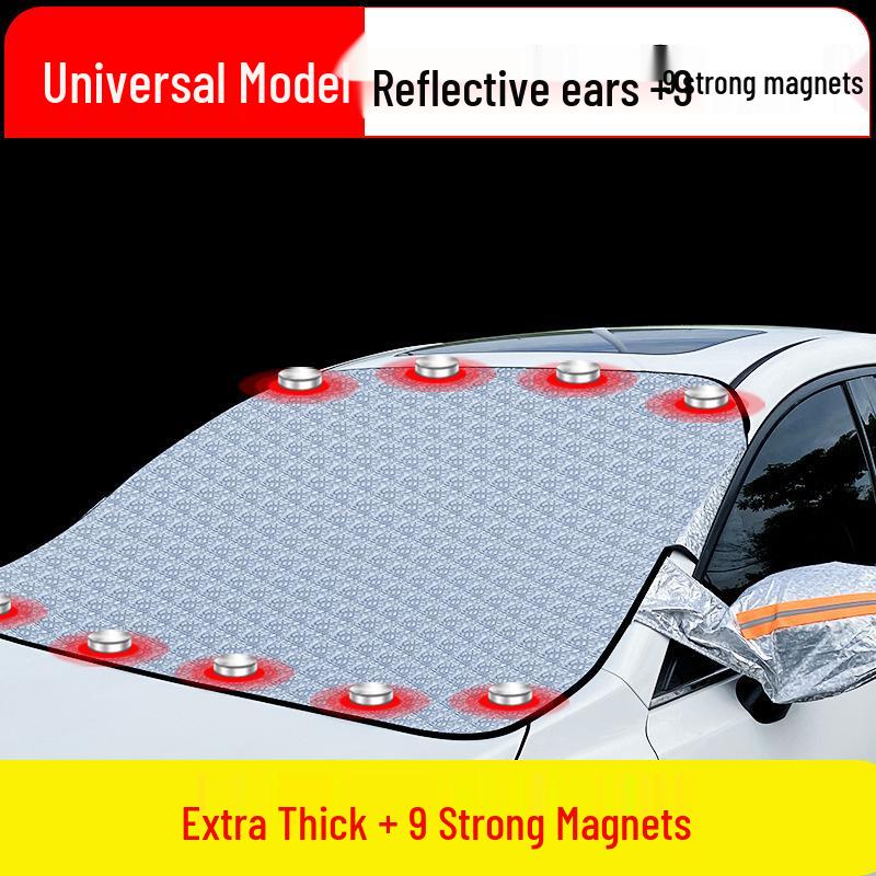 Double Layer Windproof Snow & Frostproof Car Sunshade Cover for Windshield & Half Body
