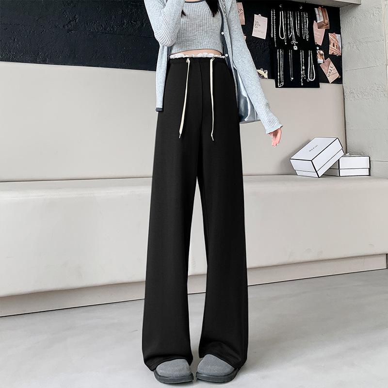 Petite Maternity Drawstring Wide-Leg Pants with Lace Trim - Spring/Autumn 2026 New Style, Non-Constricting, Straight-Leg Design. 3XL