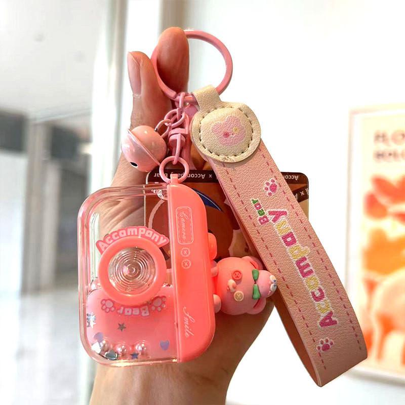 

Delightful Bear And Camera Keychain In Silicone Perfect For Holidays And Events Pink Camera