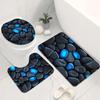 1/4Pcs Bathroom Shower Curtain Set  Blue Glow Stone Print Bathroom Curtain With 12 Hooks Non Slip Rugs Toilet Cover Mat Bathroom Partition
