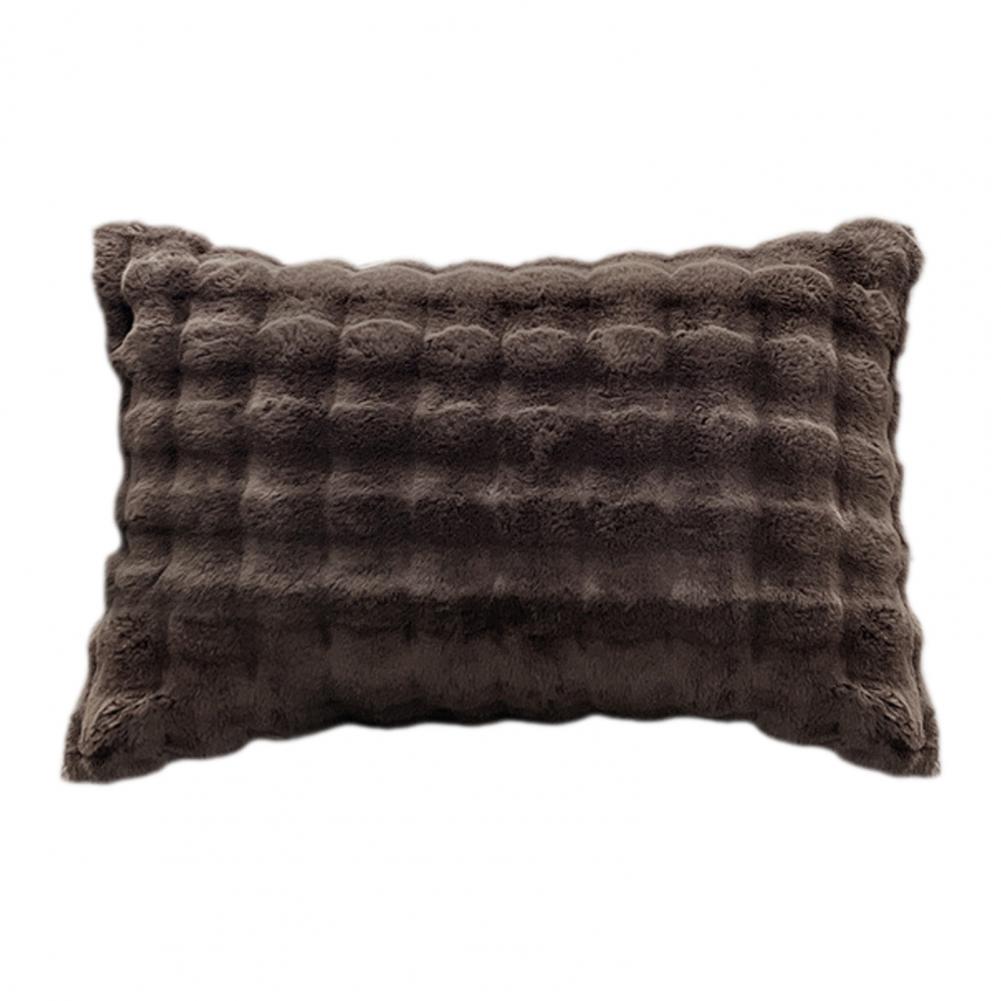 Plush Pillow Cover Solid Color Design Cozy Pillow Case Autumn Winter Warm Comfortable Bedroom Pillowcase