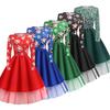 Stylish Women's Christmas Costume Midi Dress With Charming Santa Bow And Elegant A-line Design