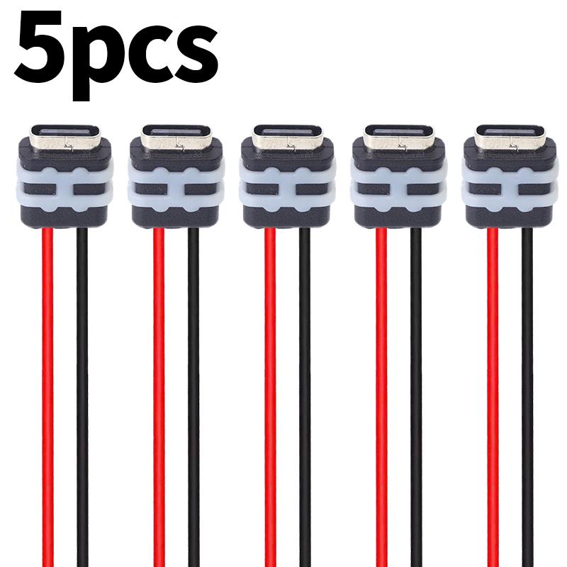 1-20PCS for Auto 3C Appliances Type-C Female Socket Connector 5V 3A Jack Female Charging Port Waterproof Black Wire Connector