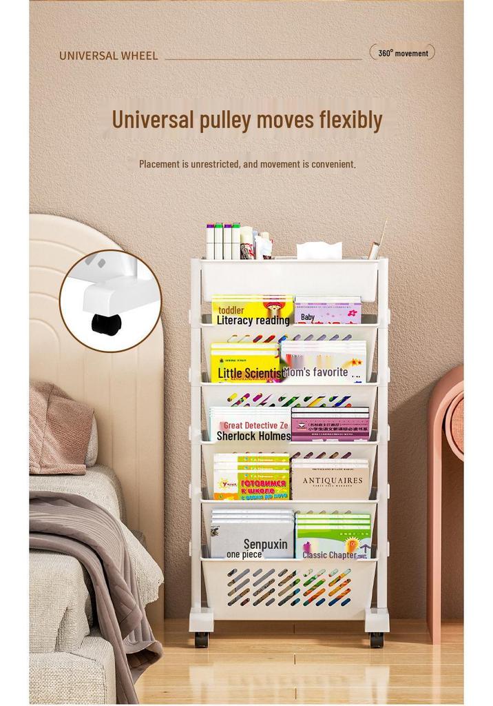 Adjustable Floor-Standing Multi-Layer Bookshelf for Home or School