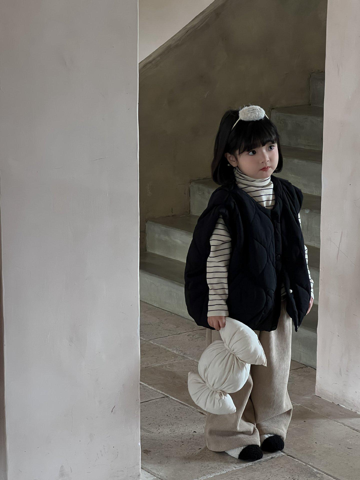 

2024 Осень/Зима Детский двухцветный стеганый жилет в корейском стиле для мальчиков и девочек 90 cm