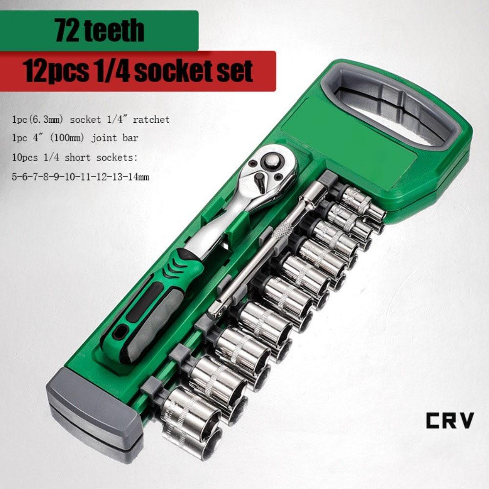 72 Tooth Ratchet Wrench Set 1/4" 3/8" 1/2" Auto Repair Spanner Tool  Auto Repair