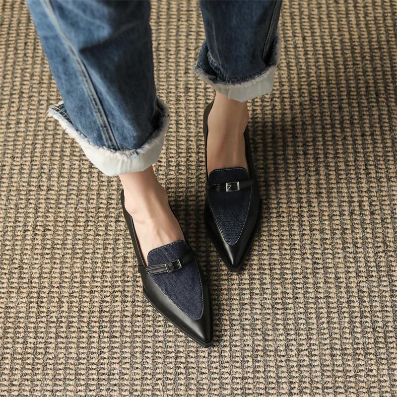Fashion New Summer Style Fashionable Comfortable Wear-resistant Belt Buckle Thick Heel Medium Pointed Matching Women's Single Shoes