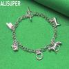 925 Sterling Silver Fashion Element Side Chain Charm Bracelet - Exquisite Gift Jewelry