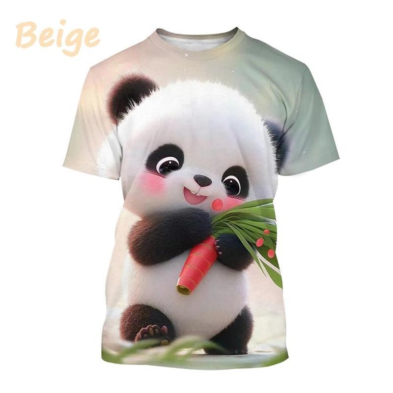 Letní tričko s kulatým výstřihem, 3D kresleným zvířetem panda, potisk, módní, ležérní, s krátkým rukávem, pánské a dámské unisex tričko
