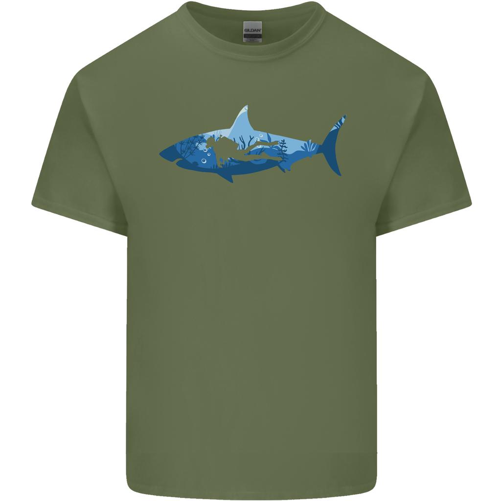 Great White Shark Scuba Diver Diving Unisexs Light Cotton TShirt