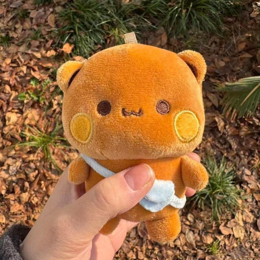 Cute Little Bear Bubu and Yier Plush Doll Keychains Soft Sleeping Buddy Kawaii Cartoon Fluffy Bear Toy Car Sofa Decor Gift