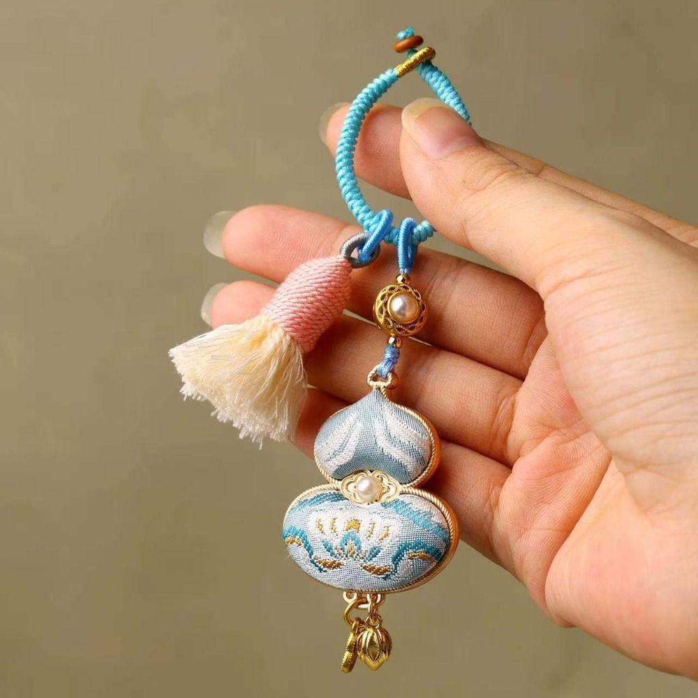 Good Luck Brocade Gourd Pendant Blessing Hanging Ornaments Woven Tassel Bag Pendant  Bag Charm
