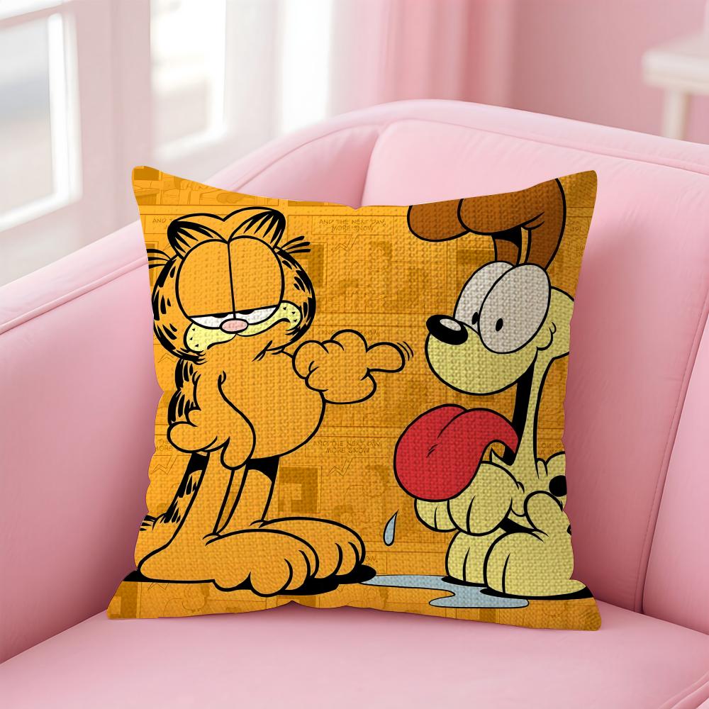 Cartoon GGarfield Cushion Cover Natural Linen Pillow Case DoubleSided Print Decorative Sofa Pillowcase Home Decor Gift