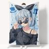 Blue Cartoon Girl Pattern Flannel Printed Blanket Suitable for All Seasons Suitable for Living Room Office Sofa and Travel