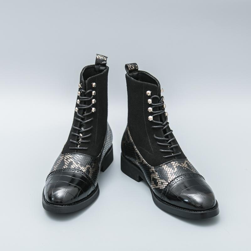 Mode Vintermode Märke Herr Höga Ankelboots med Gröna Remmar Nya Herr Affärsformella Korta Stövlar Bankett Chelsea Boots