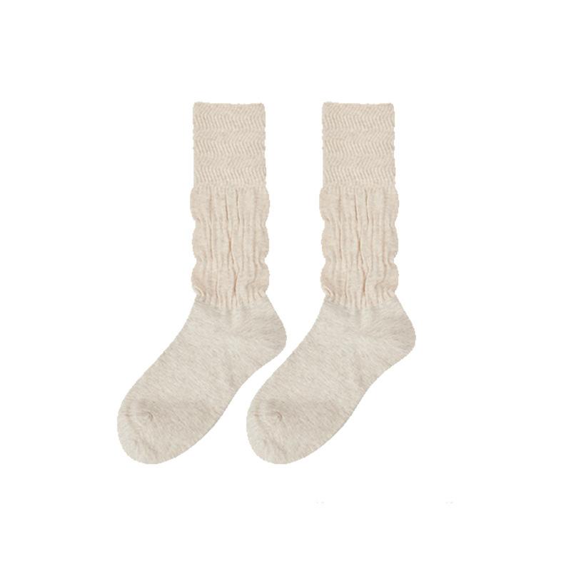 

Fall Boneless Stacked Socks for Women, Simple and Elegant College Style, Fashionable Mid-calf Socks 1 pair бежевий