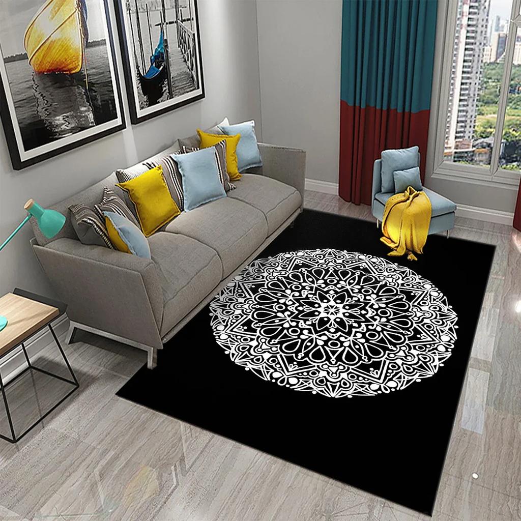 Barevný mandalový koberec Tajemné psychedelické květinové koberce pro dekoraci obývacího pokoje ložnice Podložka na podlahu Koupelnový protiskluzový koberec