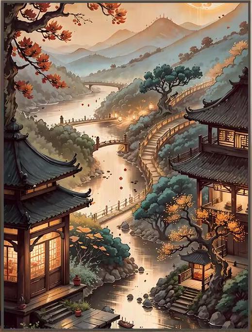 

Алмазная живопись Древняя архитектура Пейзаж Вышивка крестом Алмазная вышивка 5D Сделай сам Мозаика Полная круглая Декор Дом подарок 30x40cm Full Round